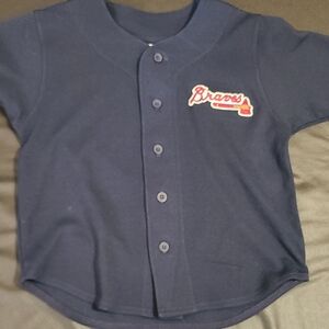 Kids Navy Braves Button-Up Shirt